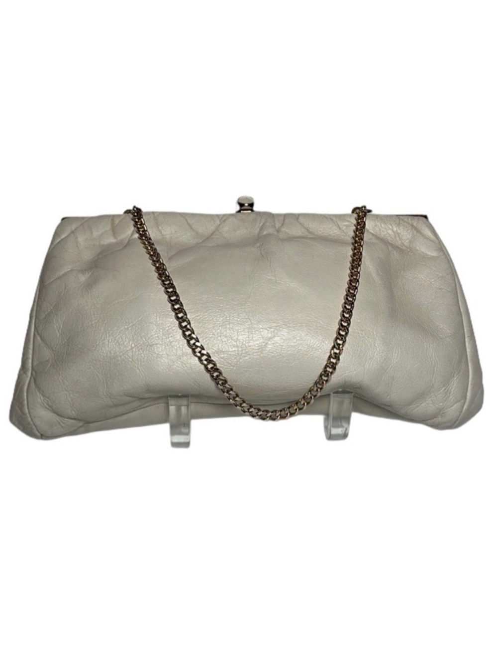 50's 60's LEATHER BUTTER SOFT Mid Century clutch bag evening bag unique clasp